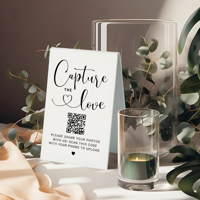Capture the Love QR Code Wedding Photo Table Tent (Creator Uploaded)