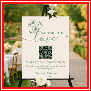 Capture The Love Sage Green QR Code Wedding Sign