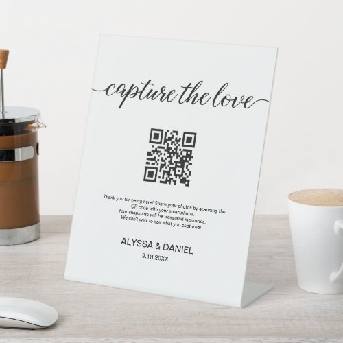 Capture the love Share Wedding Photos QR code  Pedestal Sign