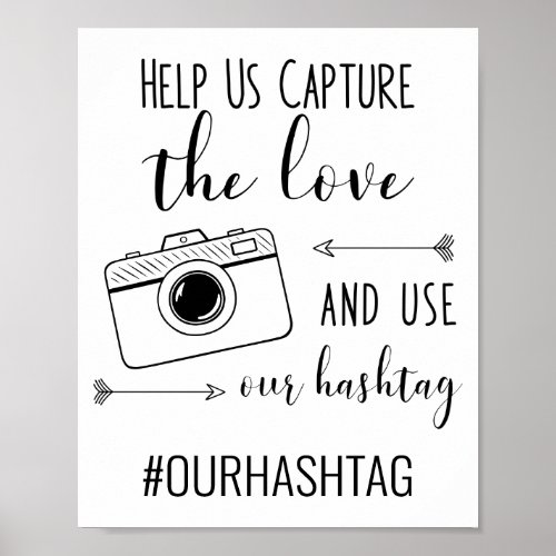 Capture the Love Use Our Hashtag Wedding Poster