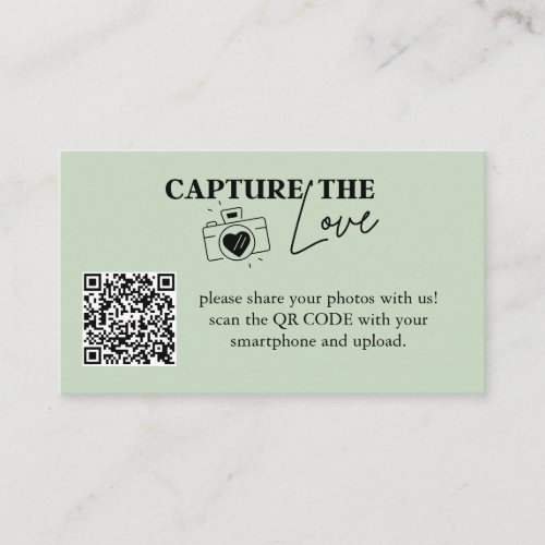 Capture The Love Wedding Qr Code Sage Green Enclosure Card