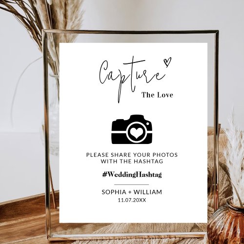 Capture The Love Wedding Social Media Hashtag Poster