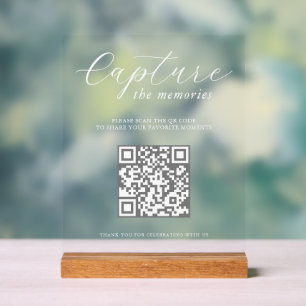 Capture The Memories Wedding Photo QR Code Acrylic Sign