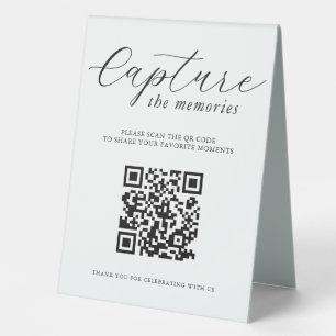 Capture The Memories Wedding Photo QR Code Table Tent