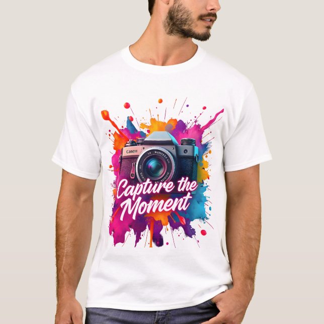 Capture the Moment - Retro Camera Art T-Shirt (Front)