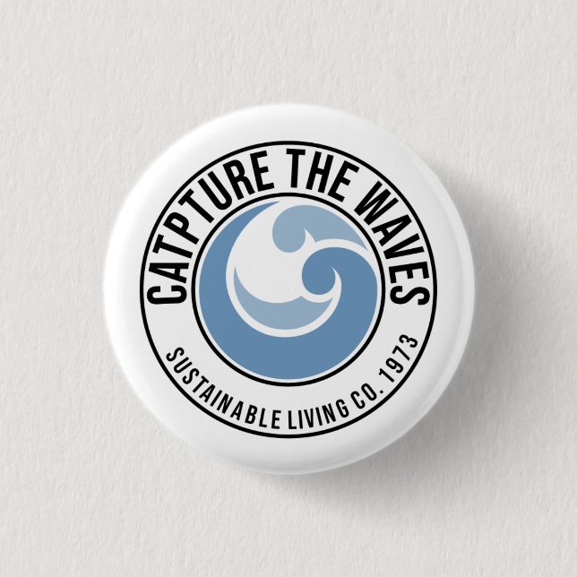 'Capture the Waves' 3cm round badge Button (Front)