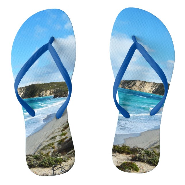 "Captured Beauty: Iconic Coastline Kangaroo Island Flip Flops (Footbed)