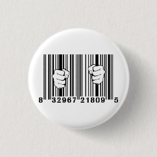 Captured By Consumerism UPC Barcode Prison Button