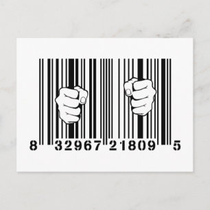 Captured By Consumerism UPC Barcode Prison Postcard