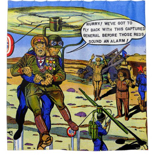 Captured General Soldier Vintage Comics Shower Curtain