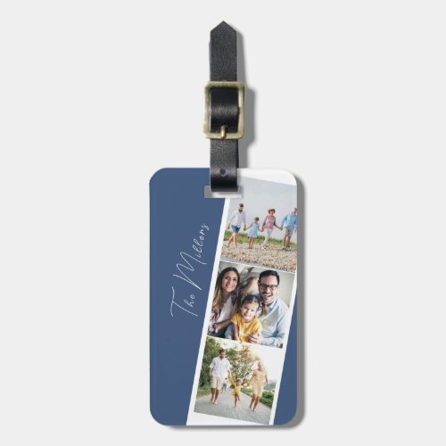 Capturing Moments Blue Photo Collage Luggage Tag