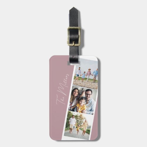 Capturing Moments Dusty Pink Photo Collage Luggage Tag