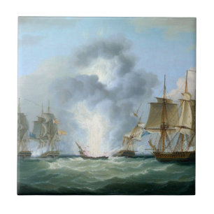 Capturing Spanish treasure ships 1804 Ceramic Tile