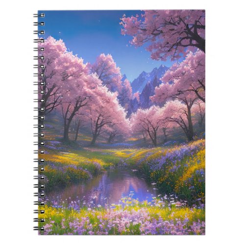 Capturing the Sakura Bloom in the Green Meadow Notebook