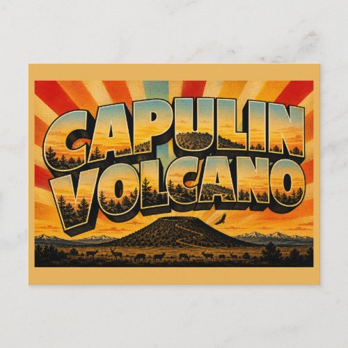 Capulin Volcano New Mexico Cinder Cone Prairie Art Postcard