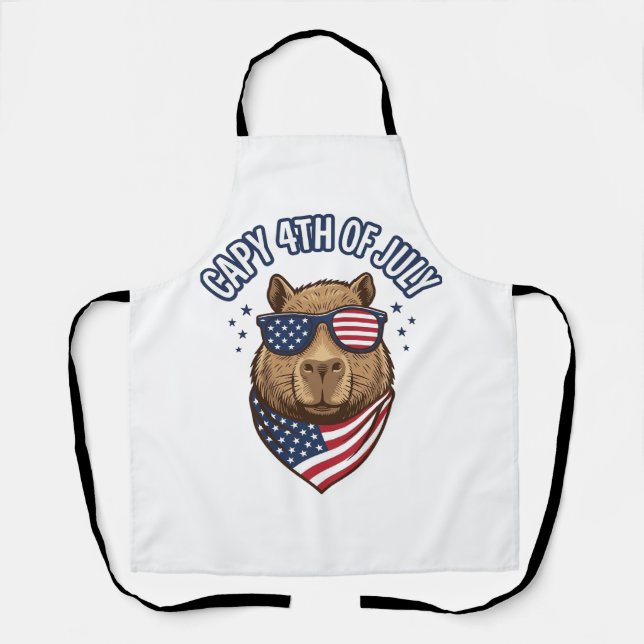 Capy 4th of July Patriotic Capybara Vector Design_ Apron (Front)