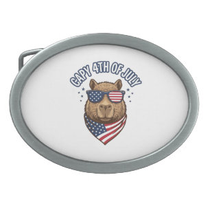 Capy 4th of July Patriotic Capybara Vector Design_ Belt Buckle