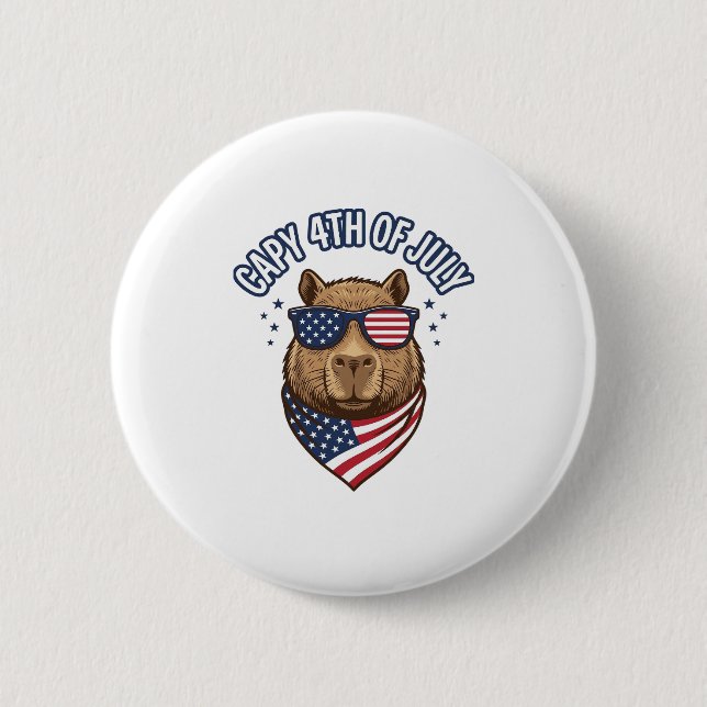Capy 4th of July Patriotic Capybara Vector Design_ Button (Front)