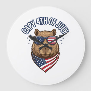 Capy 4th of July Patriotic Capybara Vector Design_ Large Clock