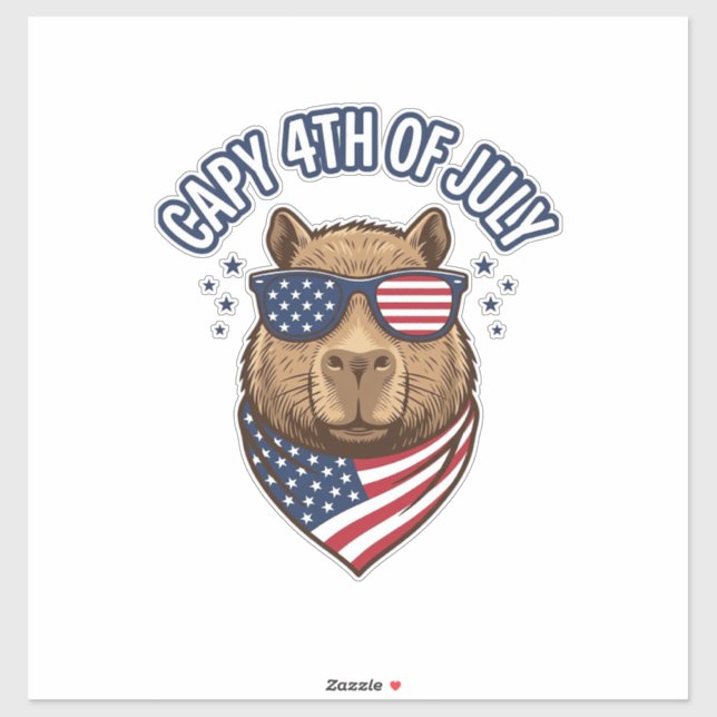 Capy 4th of July Patriotic Capybara Vector Design_ Sticker (Sheet)