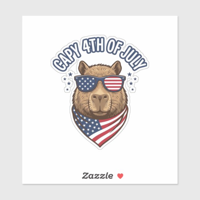 Capy 4th of July Patriotic Capybara Vector Design_ Sticker (Sheet)