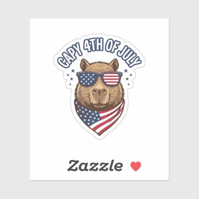 Capy 4th of July Patriotic Capybara Vector Design_ Sticker (Sheet)