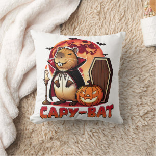 Capy-bat Capybara Halloween Throw Pillow
