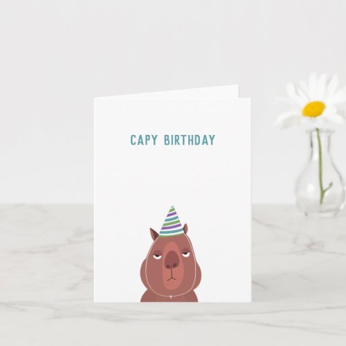 Capy Birthday Capybara Party Hat  Blank Inside Card