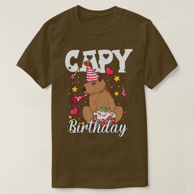 Capy Birthday Capybara Plush Capybara T-Shirt (Design Front)