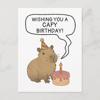 Capy Birthday Cute Handdrawn Capybara Pun Lover  Postcard