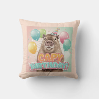 Capy Birthday! Throw Pillow