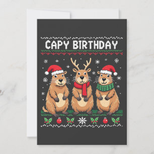 Capy Birthday Ugly Christmas Sweater Capybara   Invitation