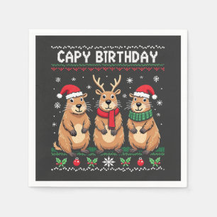Capy Birthday Ugly Christmas Sweater Capybara   Napkins