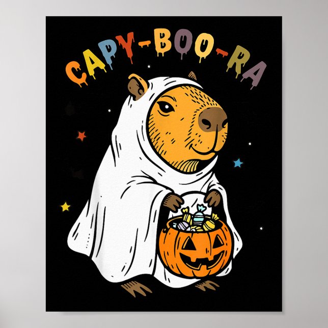 Capy-boo-ra Cappy Halloween Funny Capybara Costume Poster (Front)