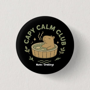 Capy Calm Club Cute Capybara Retro Aesthetic Cozy Button