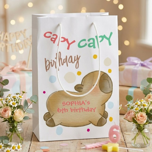 Capy capybara birthday medium gift bag (Creator Uploaded)