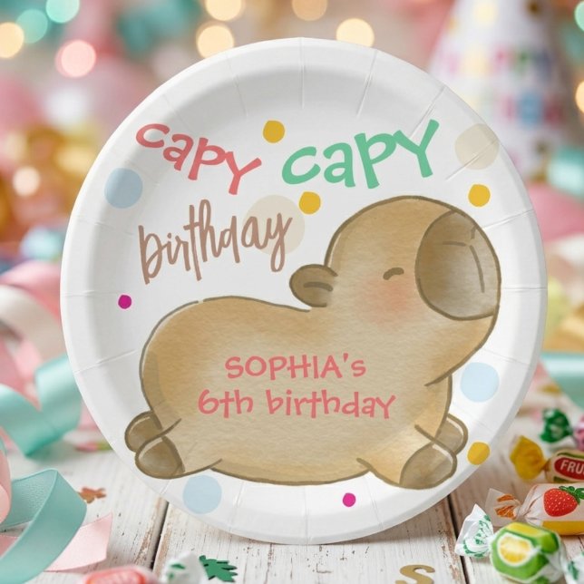 Capy capybara birthday paper plates (Creator Uploaded)