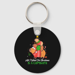 Capy Christmas Cute Capybara Xmas Tree Pjs Animal  Keychain