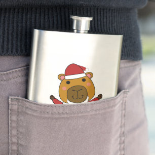 Capy Claus Minimalist Christmas Tee Flask