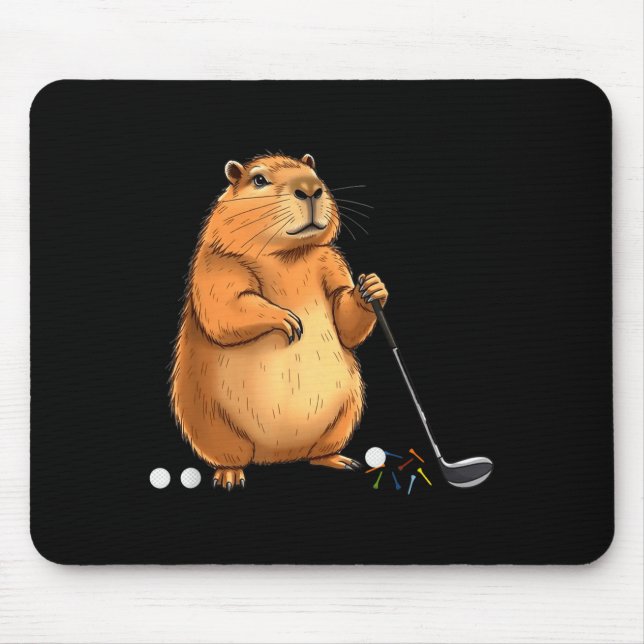 Capy Golf Player Cute Cappy Srts Cartoon Design  Mouse Pad (Front)