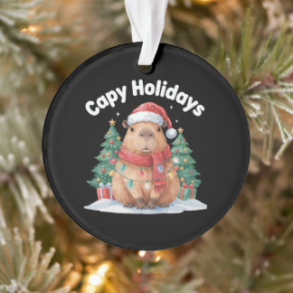 Capy Holidays Capybara Christmas Santa Hat Lights Ornament