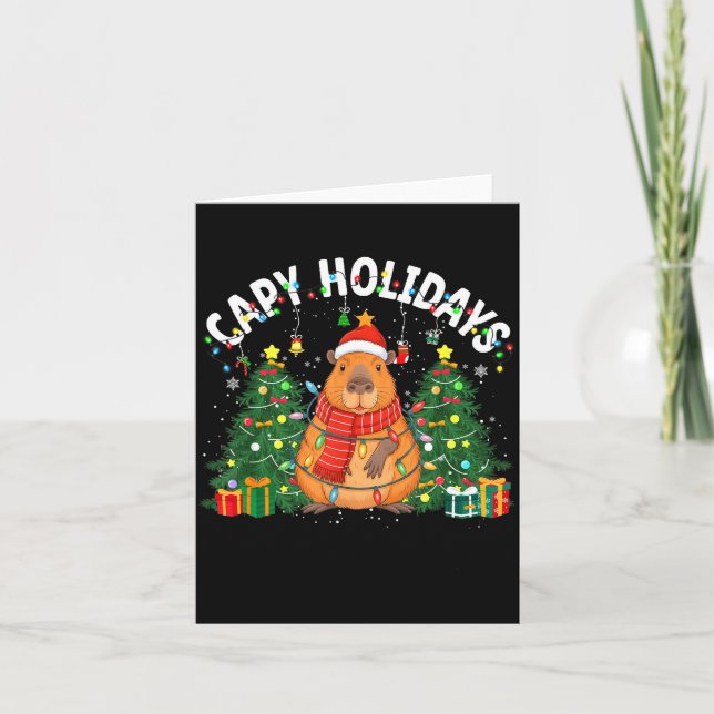 Capy Holidays Capybara Santa Hat Xmas Men Women Ki Card (Front)