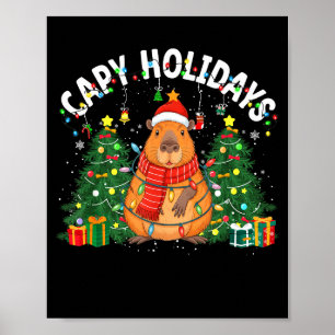 Capy Holidays Capybara Santa Hat Xmas Men Women Ki Poster