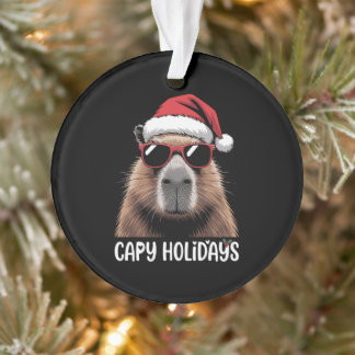 Capy Holidays Christmas Capybara Xmas Santa Hat Ornament