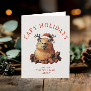 Capy Holidays Cute Capybara Merry Christmas Photo Holiday Card