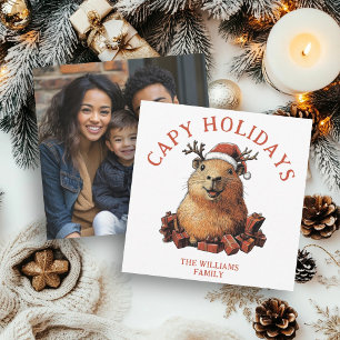 Capy Holidays Cute Fun Capybara Merry Christmas Holiday Card