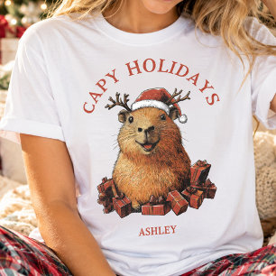 Capy Holidays Cute Fun Capybara Merry Christmas T-Shirt