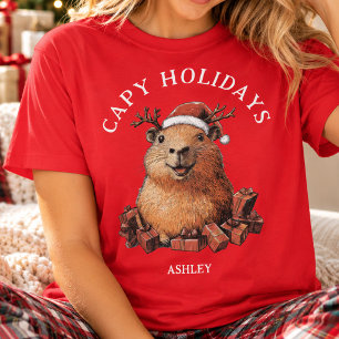 Capy Holidays Cute Fun Capybara Merry Christmas T-Shirt