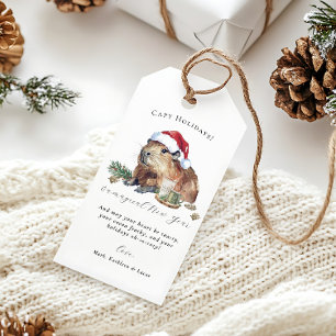 Capy Holidays Cute Watercolor Christmas Capybara Gift Tags