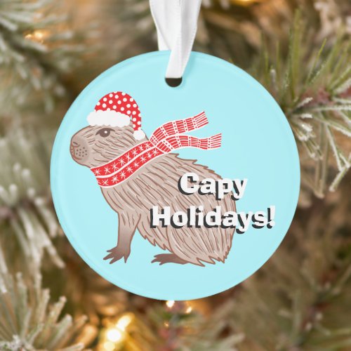 Capy Holidays Funny Capybara Christmas Ornament